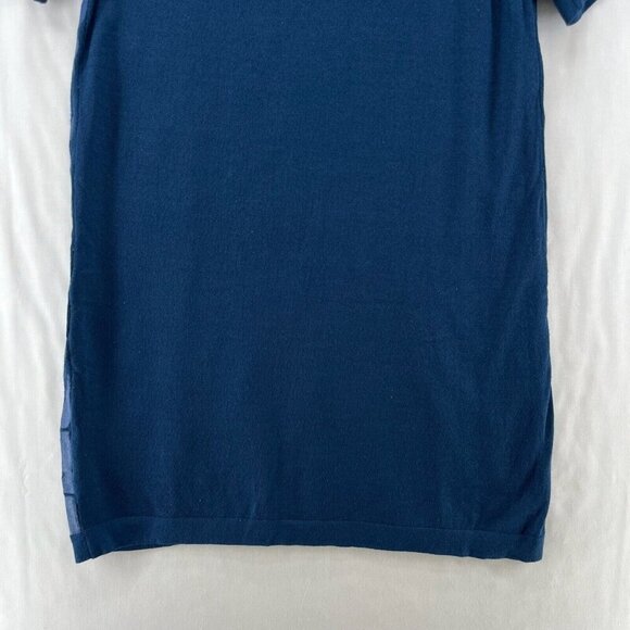 Veeko Sweater Free Size Jacquard Tunic Crewneck Short Sleeve Pullover Blue - Picture 6 of 11